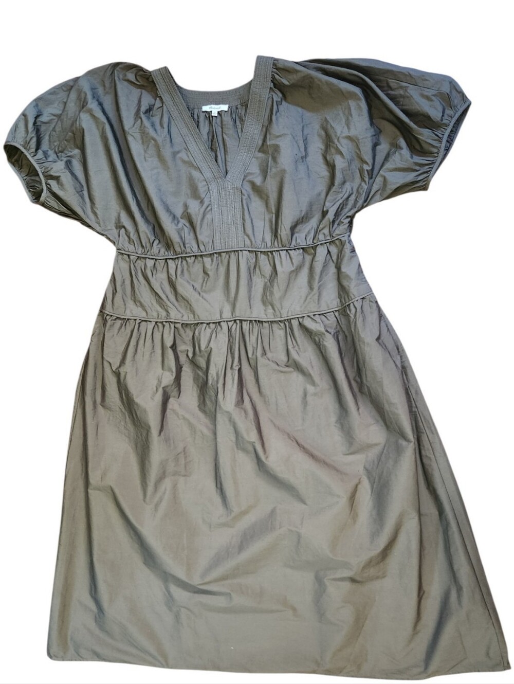 MADEWELL Puff Sleeve Maxi Prarie Dress in Poplin - Size XL - Picture 12 of 16